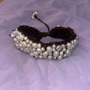 Woven Freshwater Pearl Wristlet